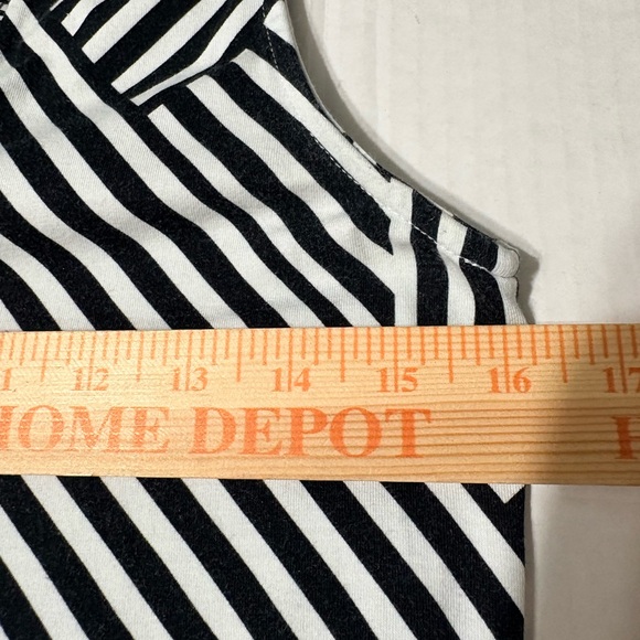 Tommy Bahama Chic Black White Geometric Striped Sleeveless Stretchy Mini Dress - Picture 8 of 12